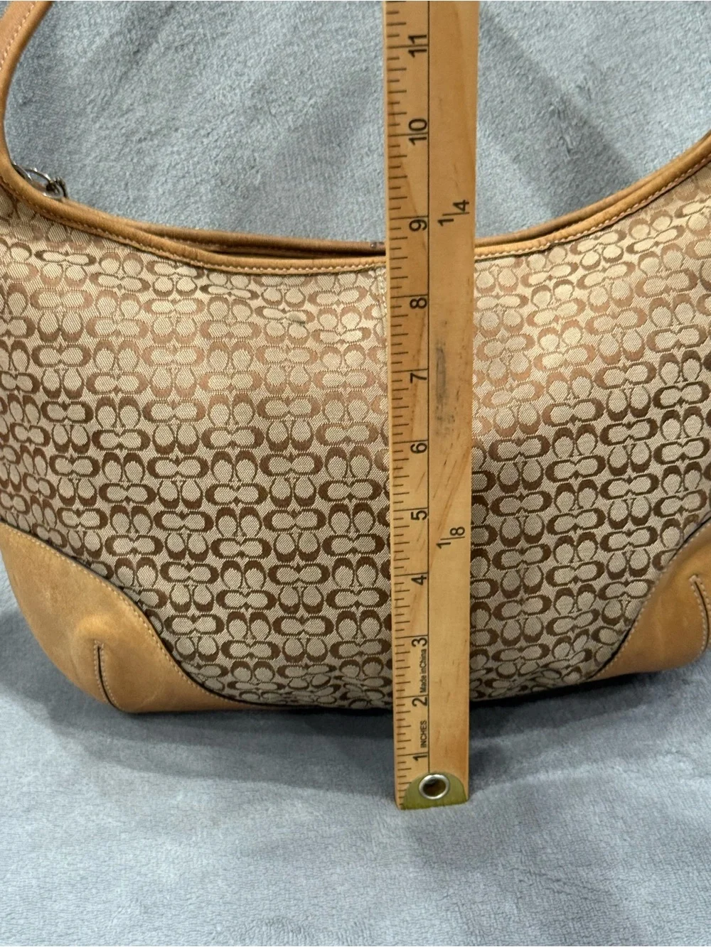 Vintage Y2K Coach Signature Jacquard Hobo Bag Brown Tan